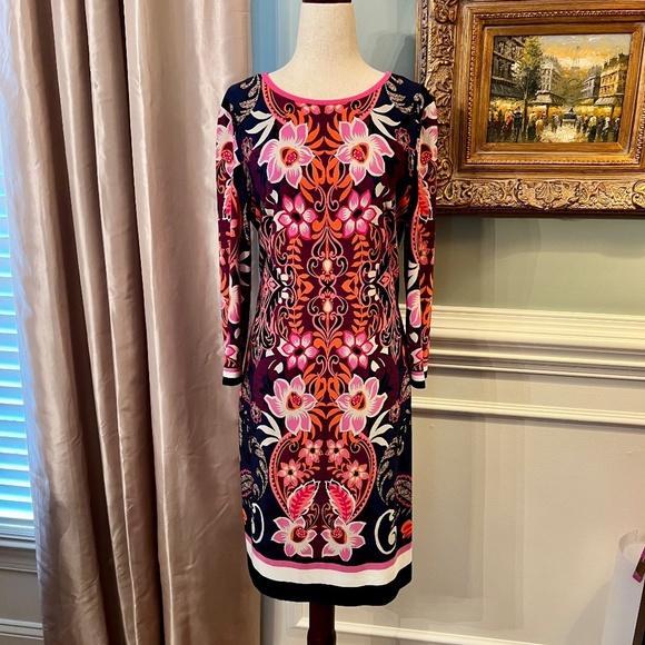 NWOT Eliza J Colorful Stretch Jersey Shift Style Dress Size 8 - Picture 1 of 2